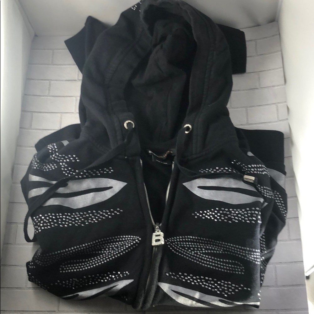 BCBGMaxazria Black zip up hoodie